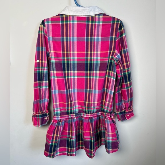POLO Ralph Lauren Pink Multicolour Plaid Tartan Dress Preppy Fall Size 5 Girls - Picture 8 of 9